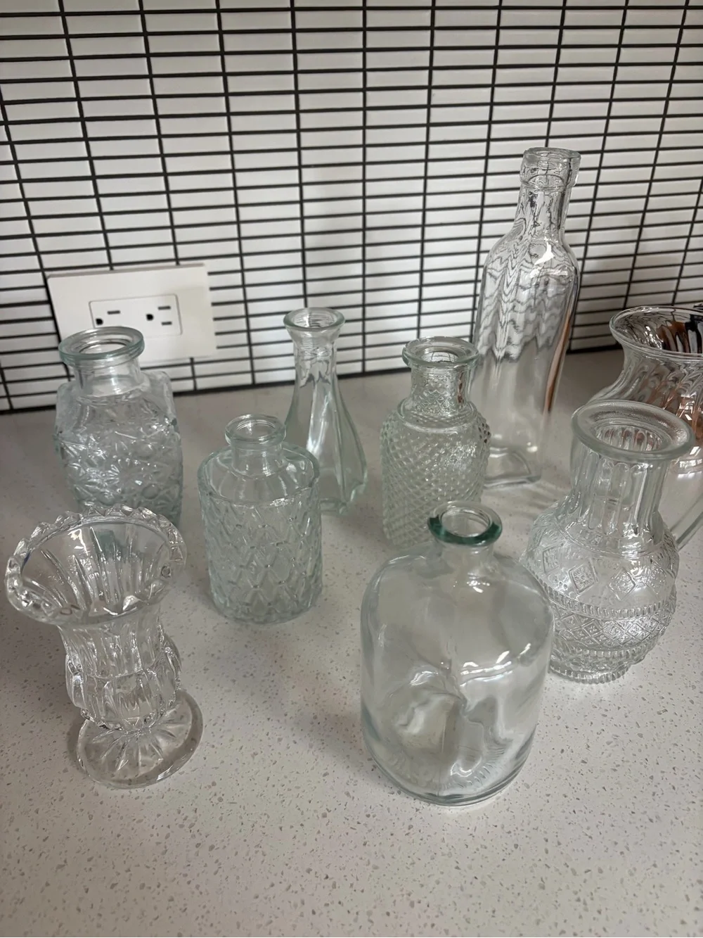 9 Clear Glass Decorative small  Vases Set - Versatile Home Accents